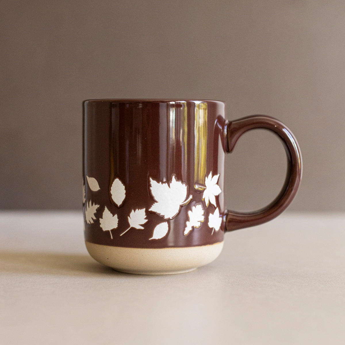 Brown Fall Leaves Stoneware Mug