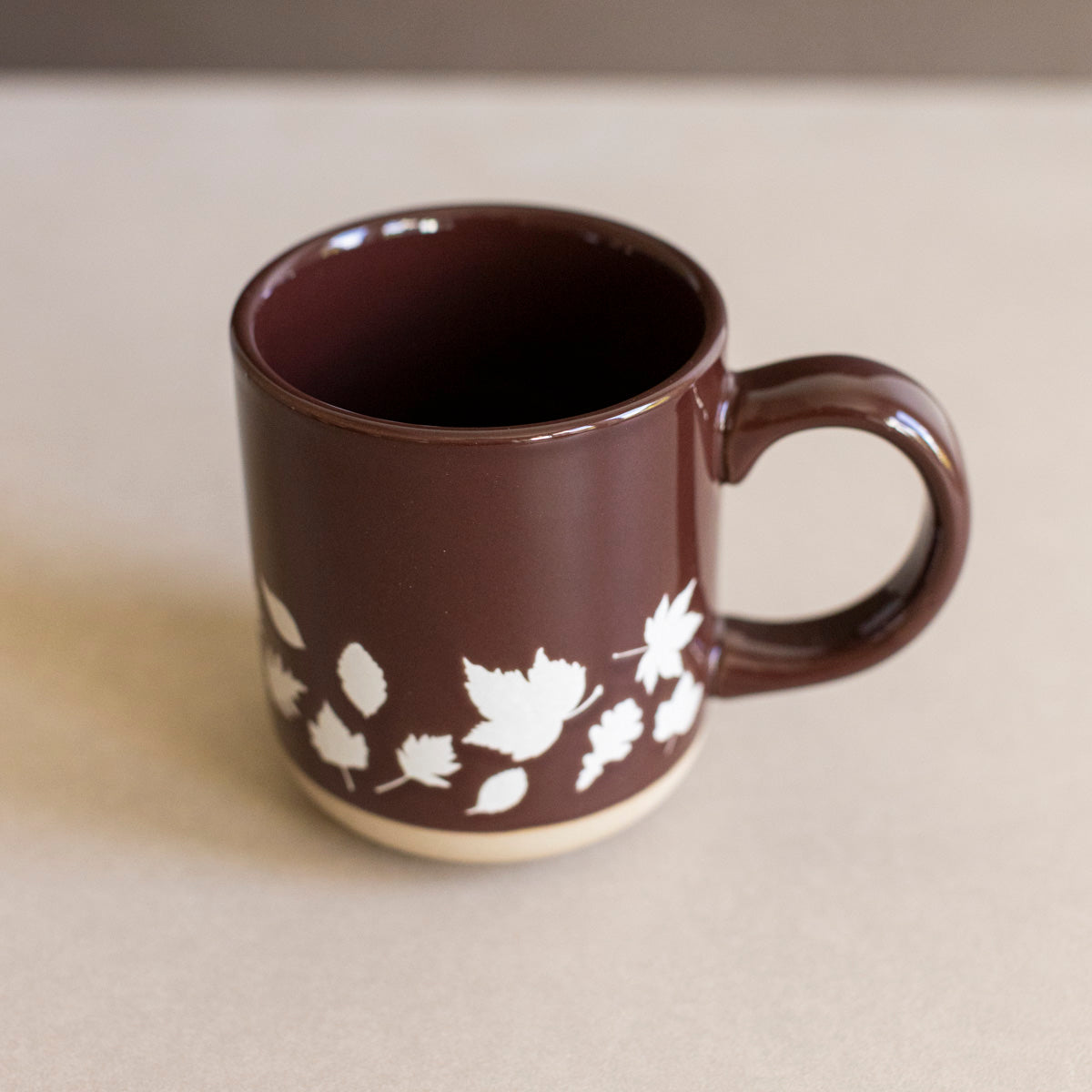 Brown Fall Leaves Stoneware Mug