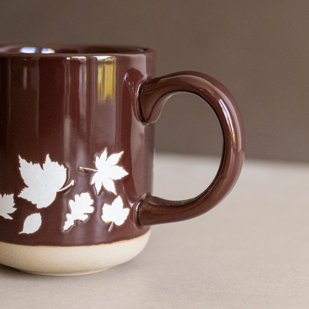 Brown Fall Leaves Stoneware Mug
