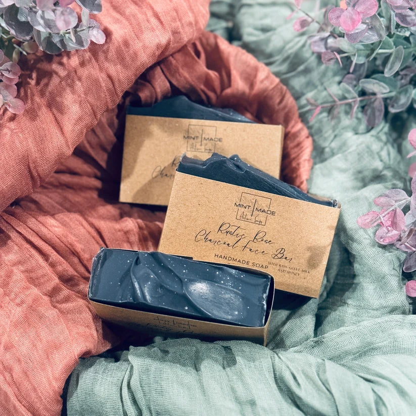 Goat Milk and Raw Honey Natural Face Bar | Activated Charcoal Rose Soap